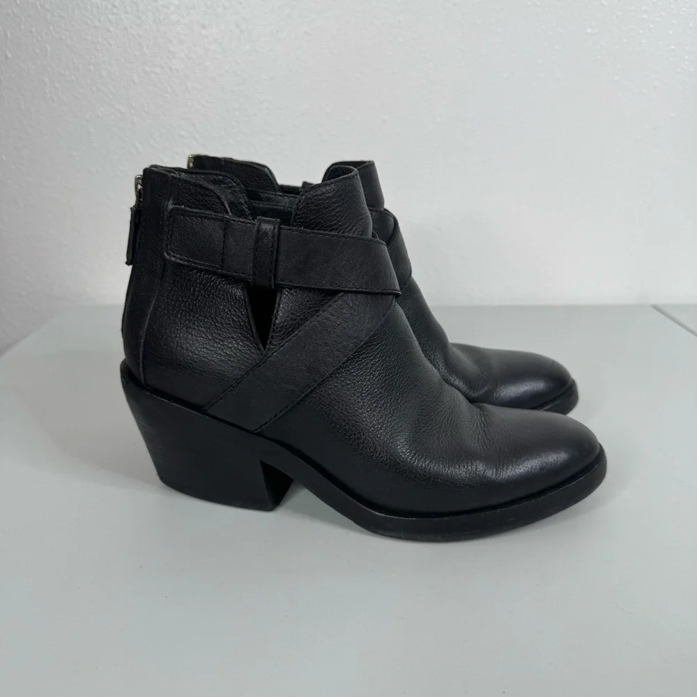 Eileen Fisher Derby‎ Black Leather Ankle Boots Size 7.5